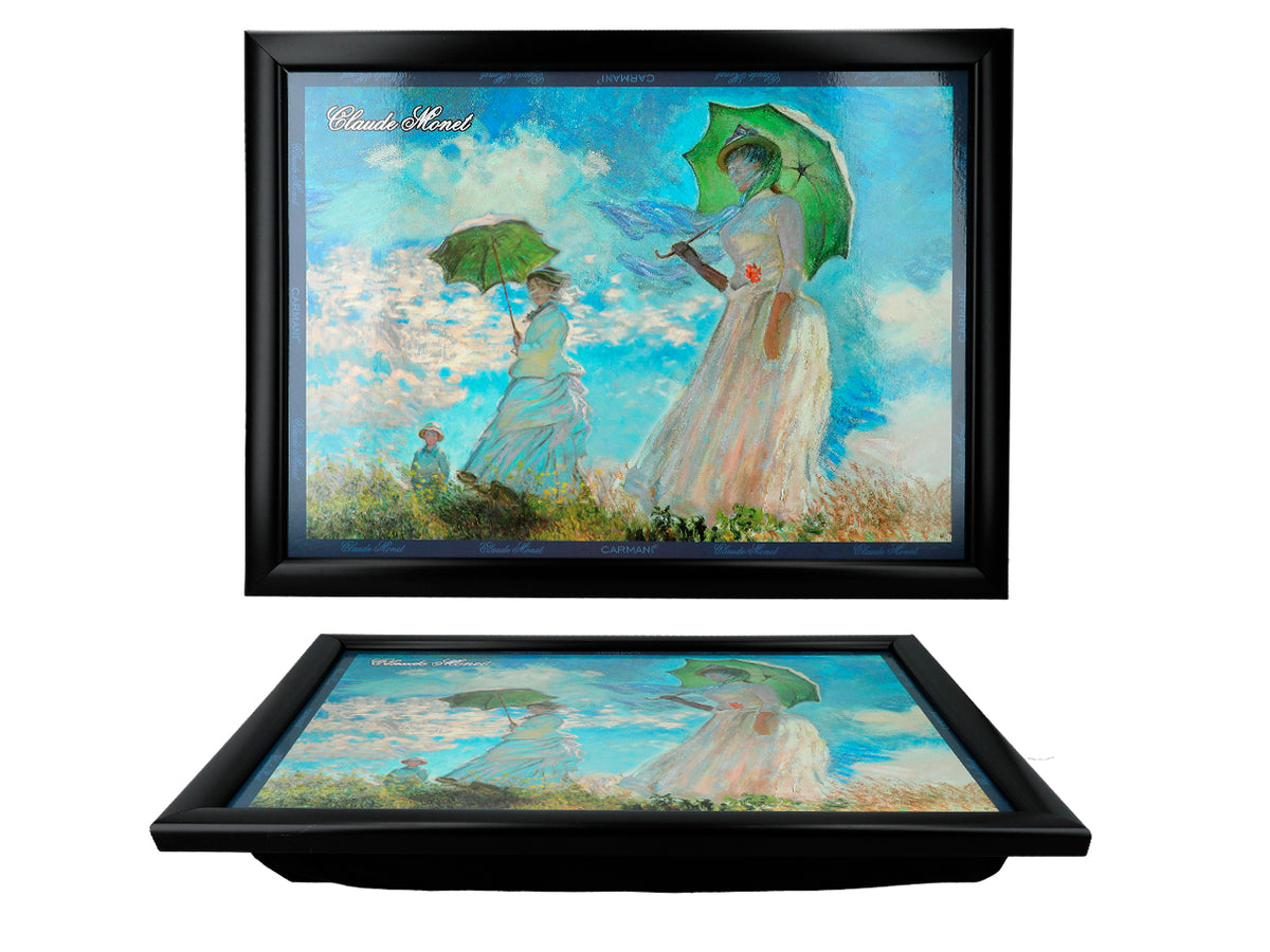 Laptopunderlag C. Monet, Kvinde med parasol, personliggjort med mulighed for gravering, elegant og kunstnerisk, 30.5x40.5cm, ideelt som gave
