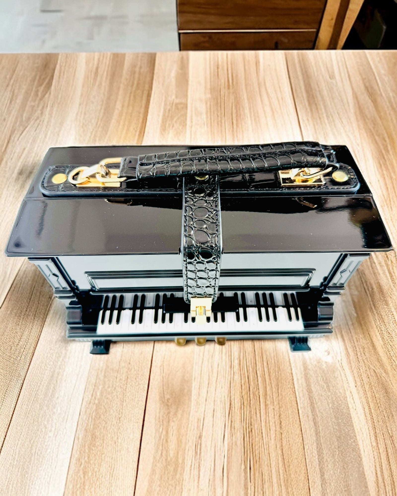 Damehåndtaske “Elegant Klaver” i Sort og Hvid