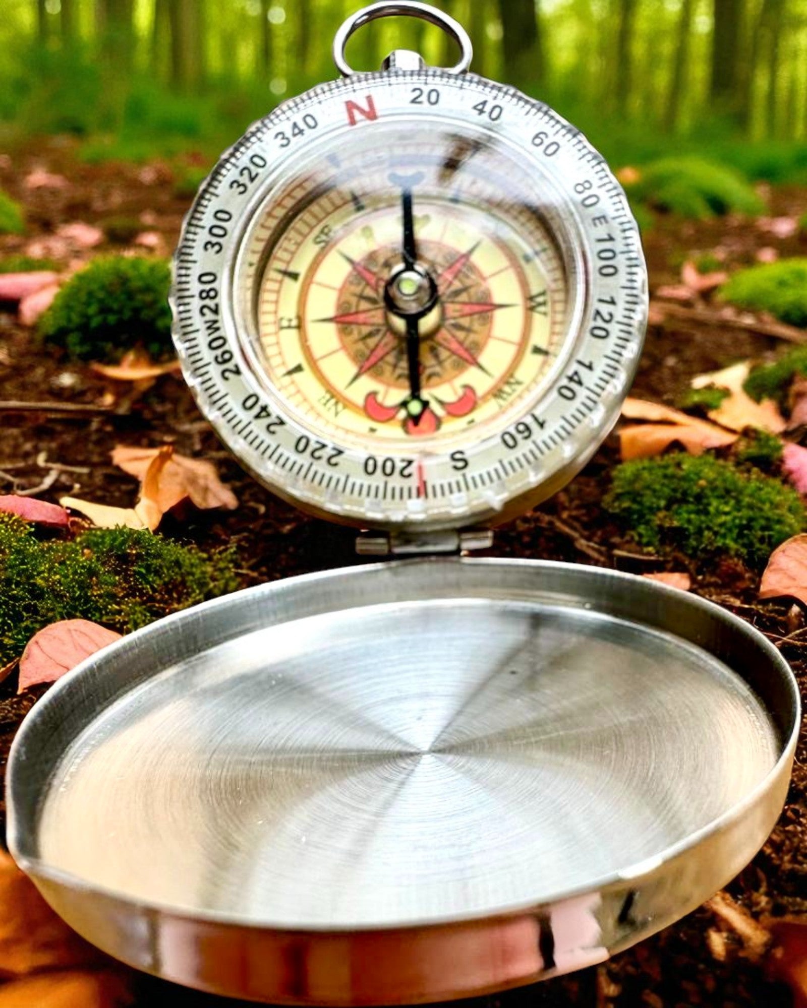Vandtæt Messingkompas med Glødeffekt - Uundværlig til Vandreture og Camping, personliggørelse med gravering