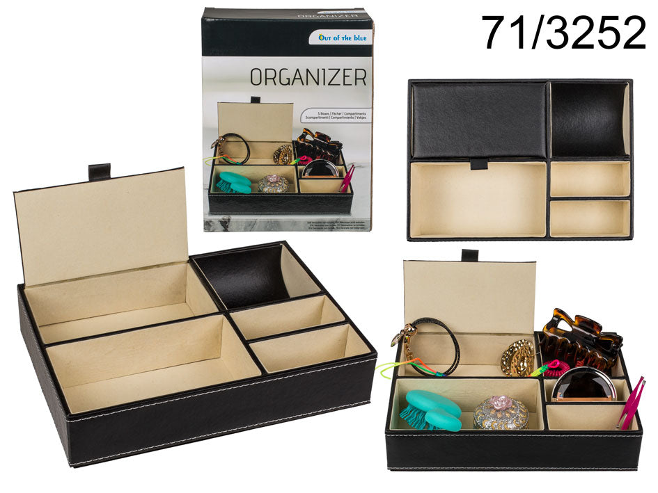 Smykkeorganizer i kunstlæder, mulighed for personlig gravering, 25 x 18 x 5 cm