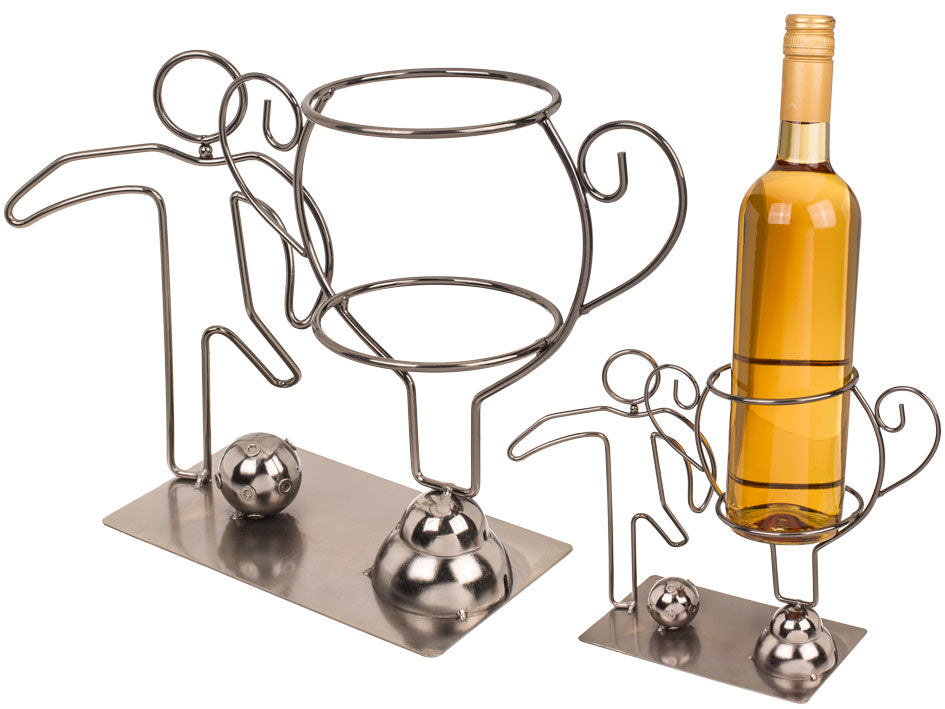 Metalflaskeholder - Mesterlig fodbold, mulighed for personlig gravering, 20 cm høj