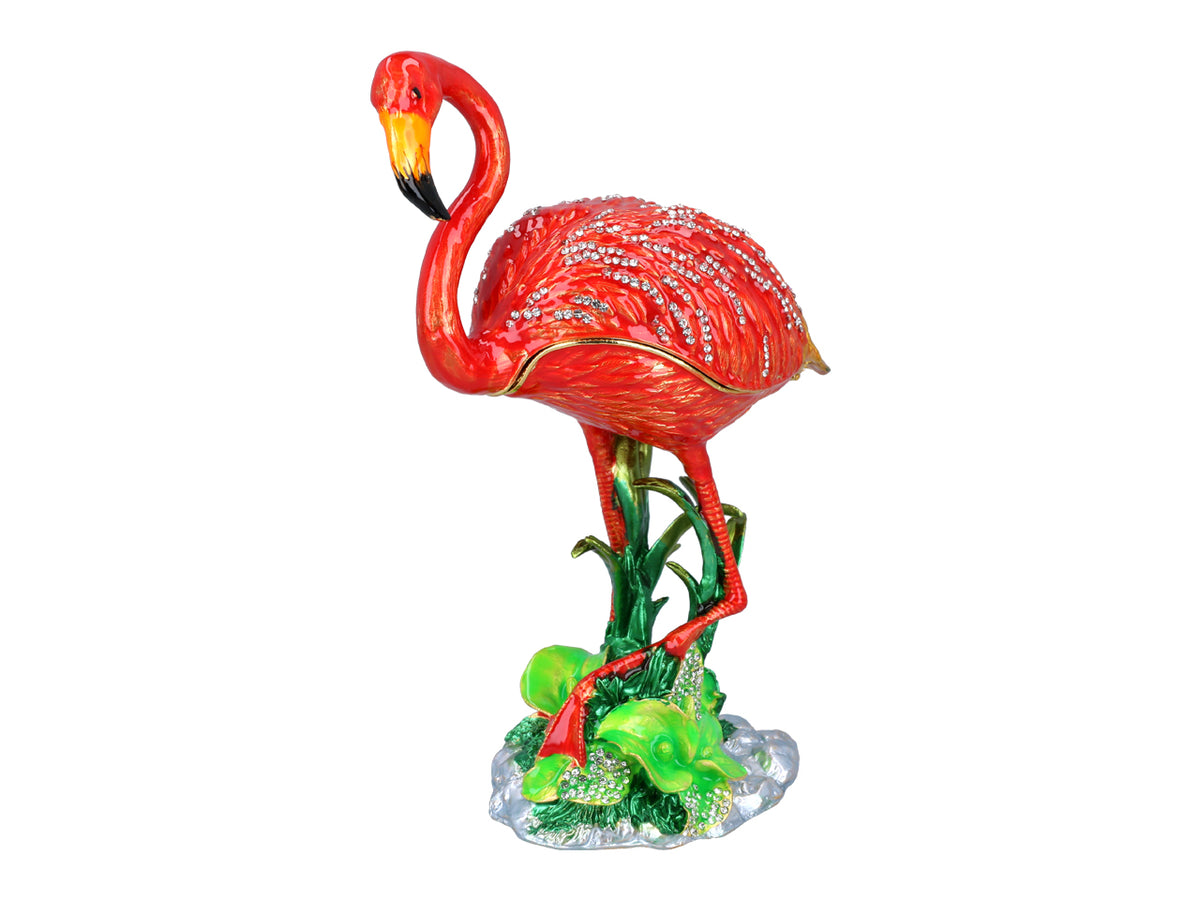 Metalkassette Flamingo med mulighed for personlig gravering, dekorativ, ideel som gave, 22 cm høj