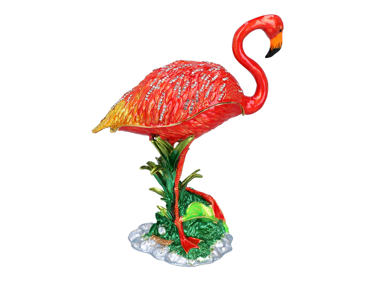 Metalkassette Flamingo med mulighed for personlig gravering, dekorativ, ideel som gave, 22 cm høj
