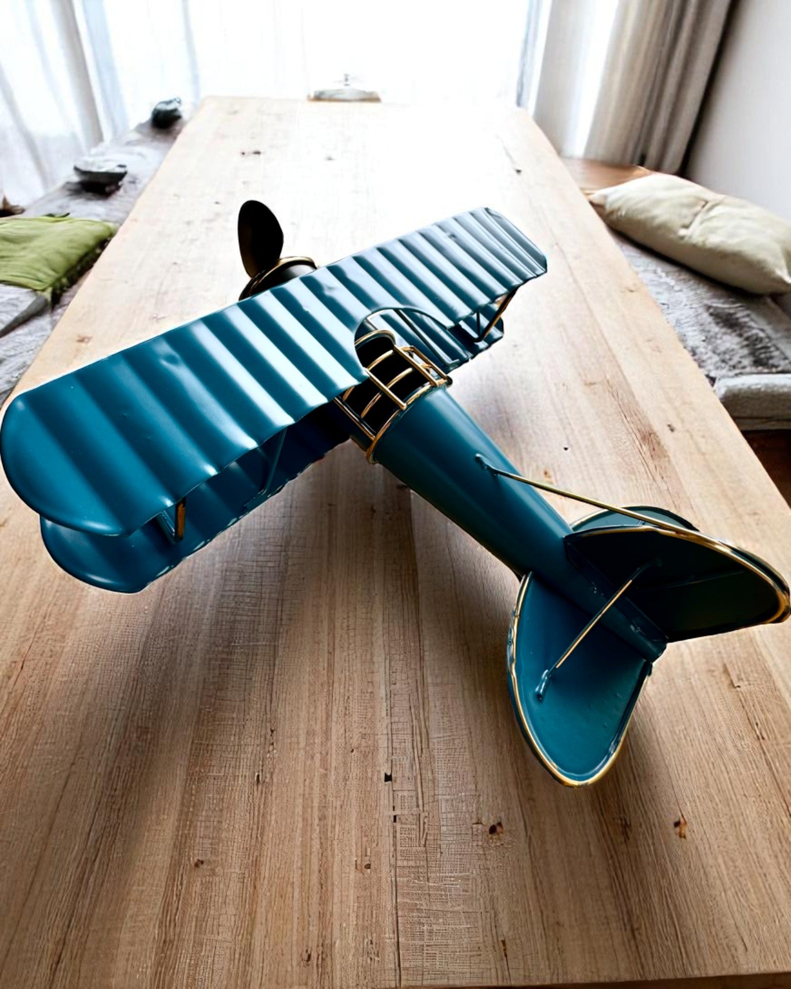 Metalmodel af flyet Blue Baron – retro, som gave, med mulighed for gravering