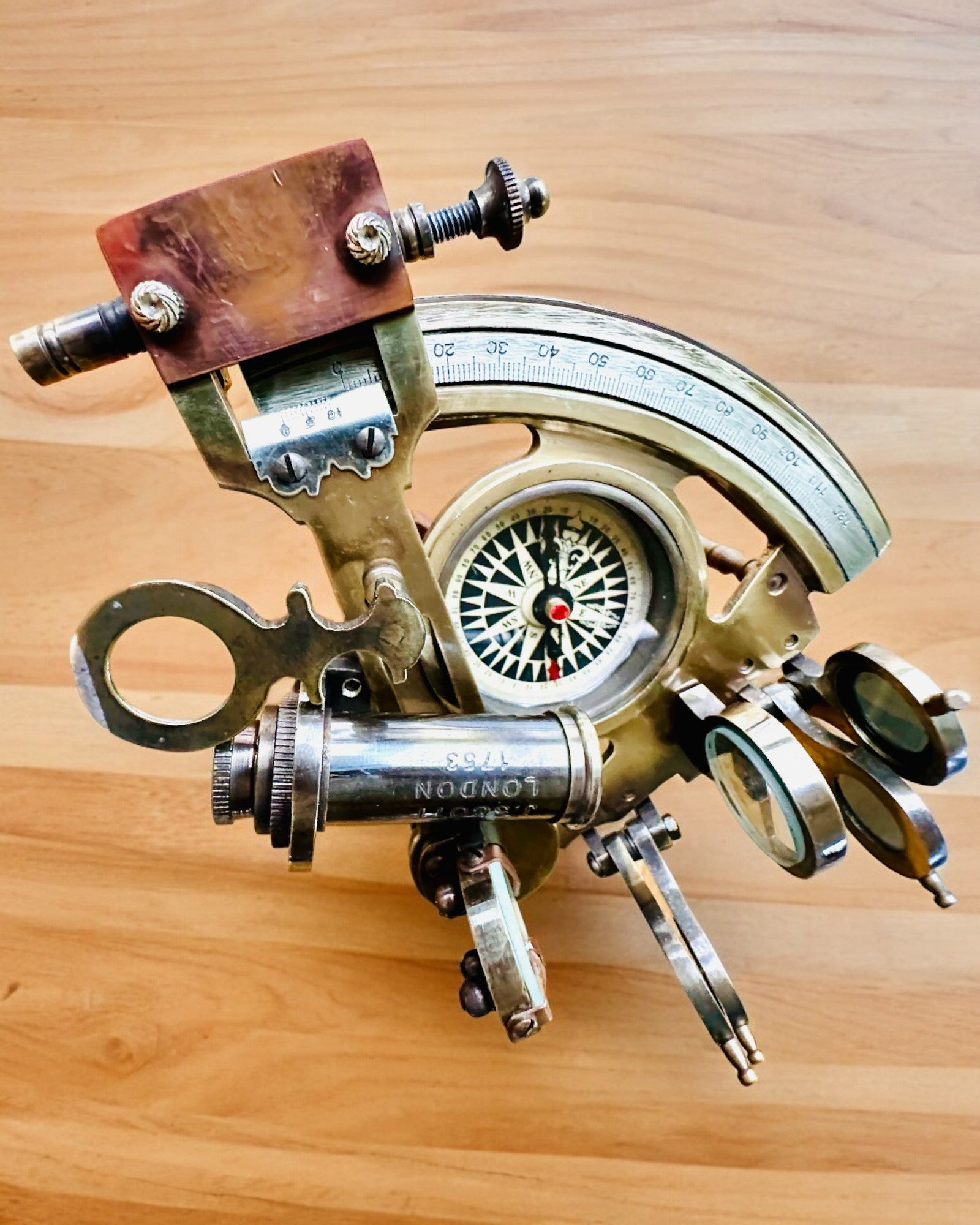 Sekstant Premium med Antik Kompas - mulighed for personlig gravering