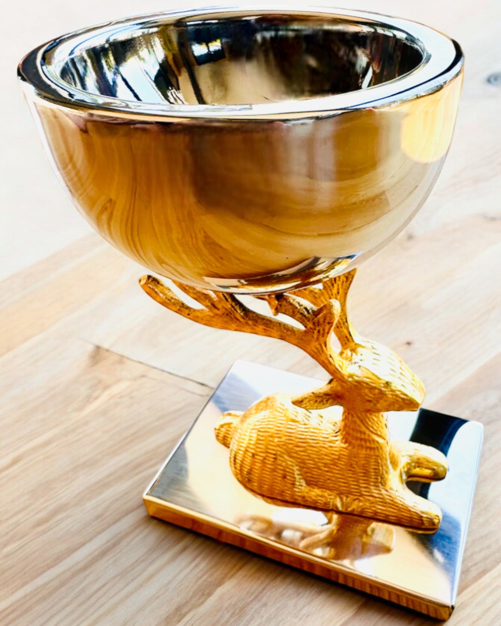 Dekorativ skål Hjorte Trofæ – Håndværk fra Indien, personalisering med gravering