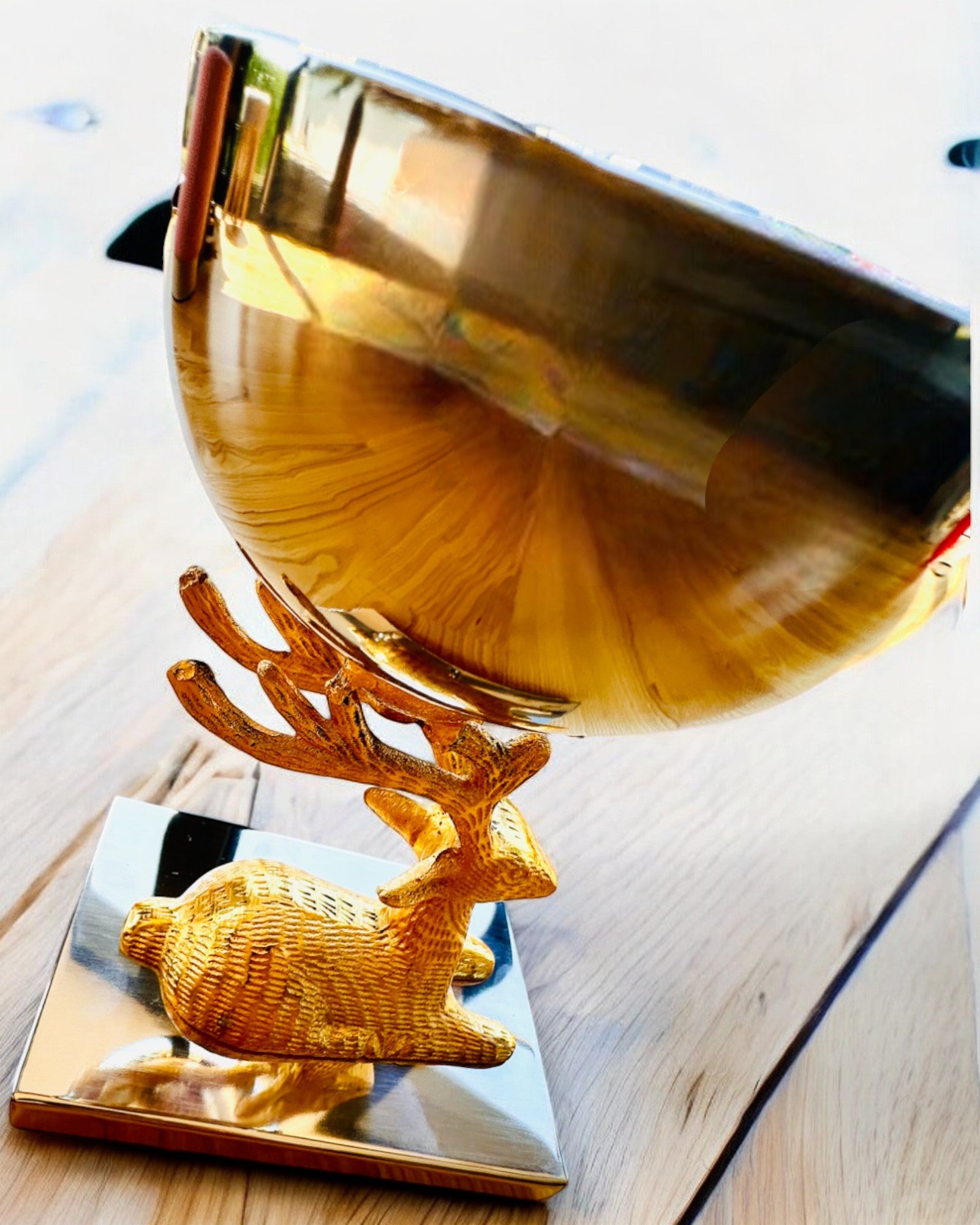 Dekorativ skål Hjorte Trofæ – Håndværk fra Indien, personalisering med gravering