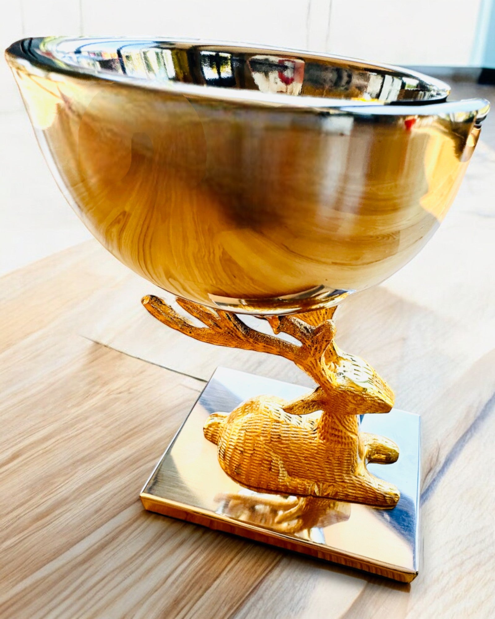 Dekorativ skål Hjorte Trofæ – Håndværk fra Indien, personalisering med gravering