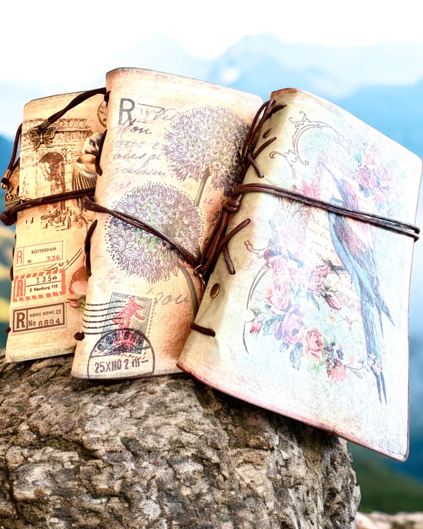 Vintage Memoire notesbog med personlig gravering - 3 designs at vælge imellem, notesbog som gave