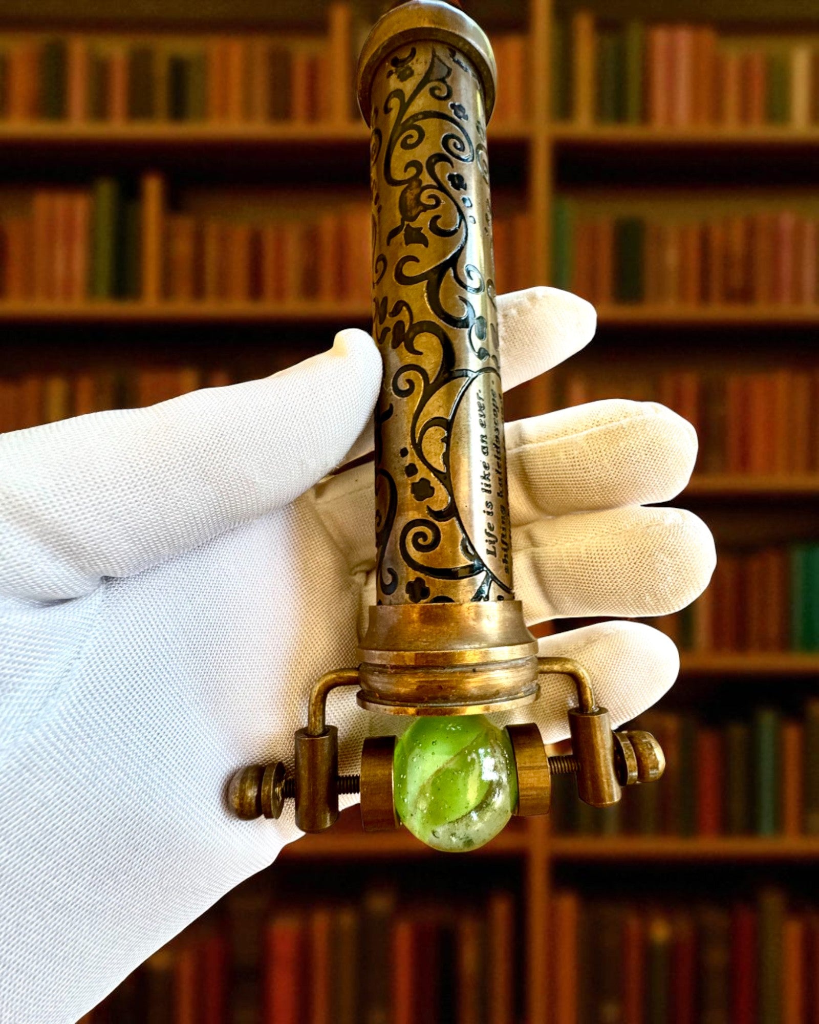 Vintage Kalejdoskop “Emerald Dreams”, 15 cm – håndlavet, med mulighed for personlig gravering som gave