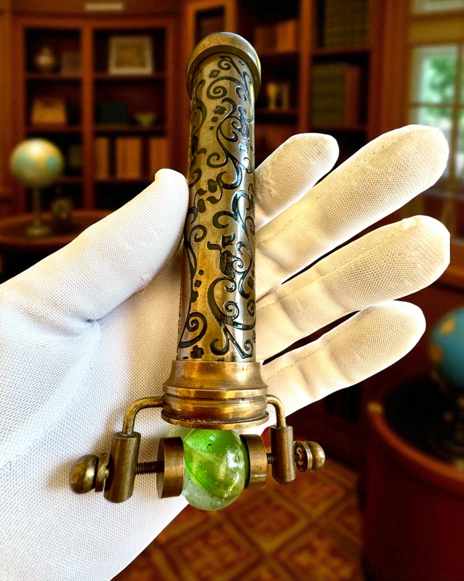 Vintage Kalejdoskop “Emerald Dreams”, 15 cm – håndlavet, med mulighed for personlig gravering som gave