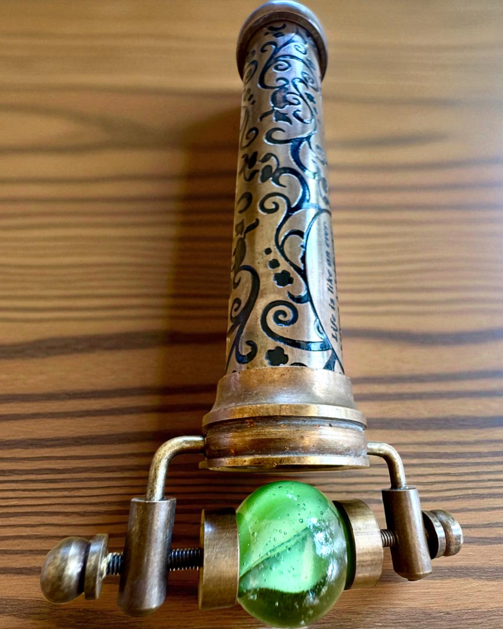 Vintage Kalejdoskop “Emerald Dreams”, 15 cm – håndlavet, med mulighed for personlig gravering som gave