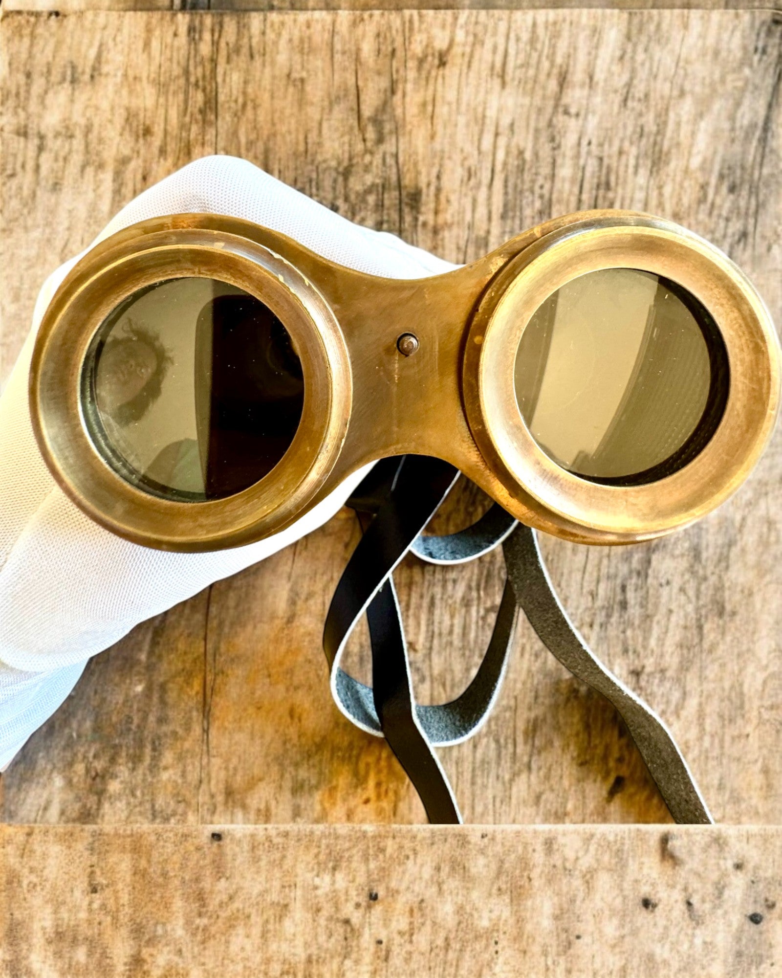 Kikkert med læderetui Victorian's Eye, 11 cm Messing, Hånddekoreret, personalisering med gravering til gave