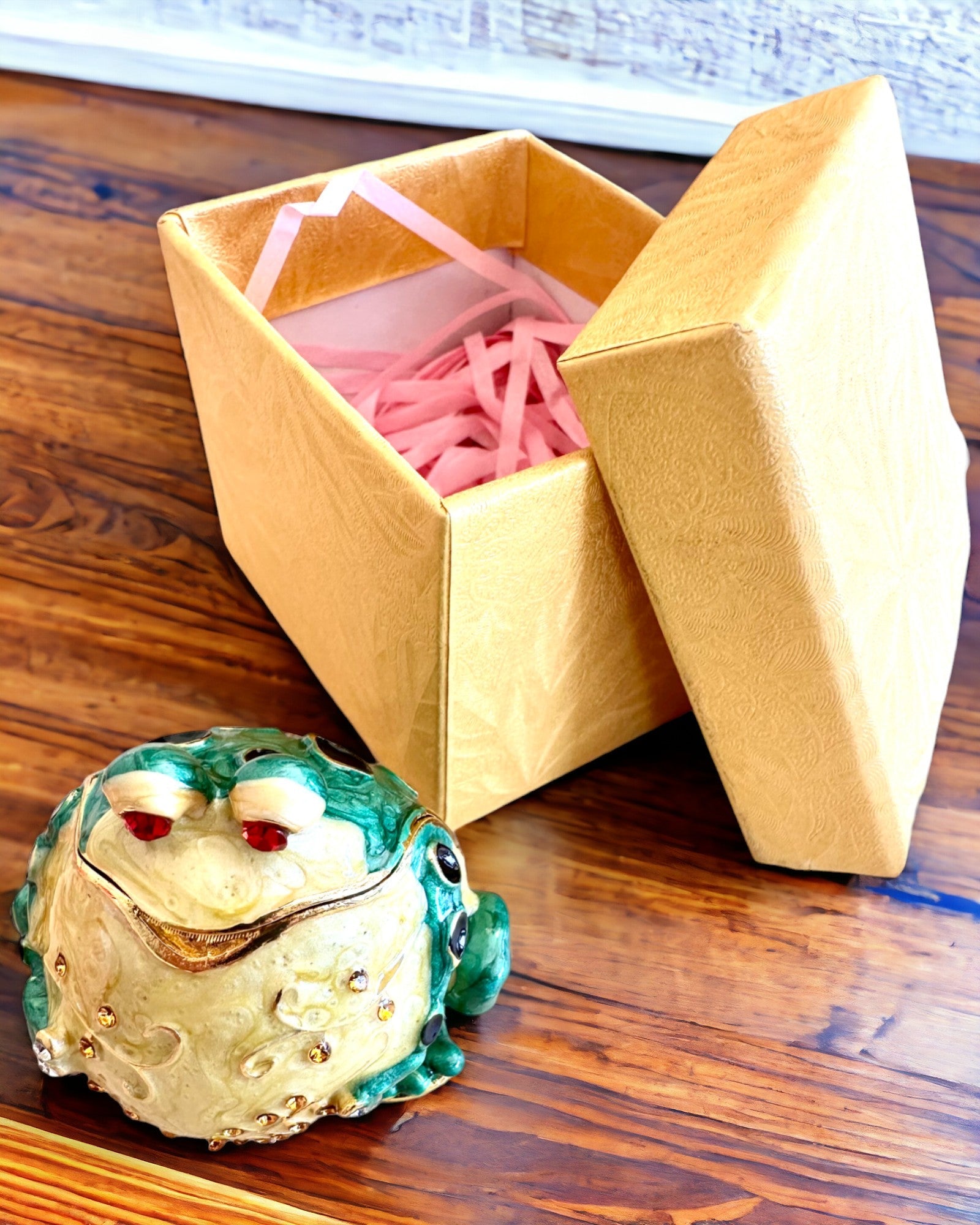 Elegant dekorativ æske "Żabi Skarb" til gave med personalisering, med mulighed for gravering