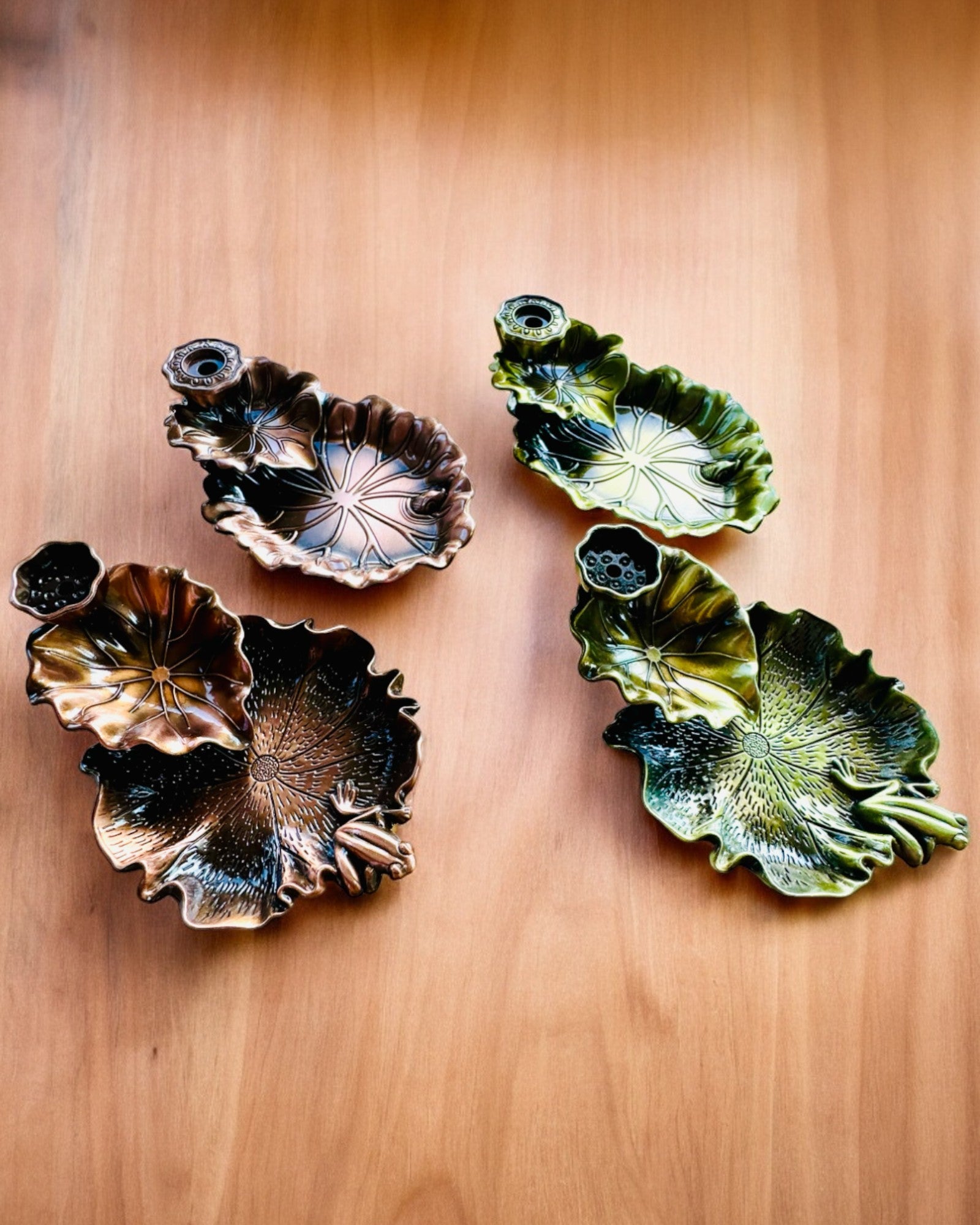 Elegant Metal Røgelsesholder Lotusblad - 4 varianter at vælge imellem, mulighed for personlig gravering som gave