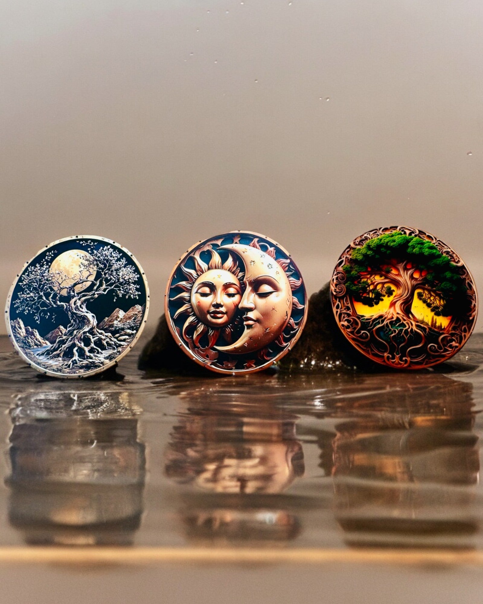 Vedhæng "Magiske Naturcirkler" - mulighed for personlig gravering. 3 varianter at vælge imellem