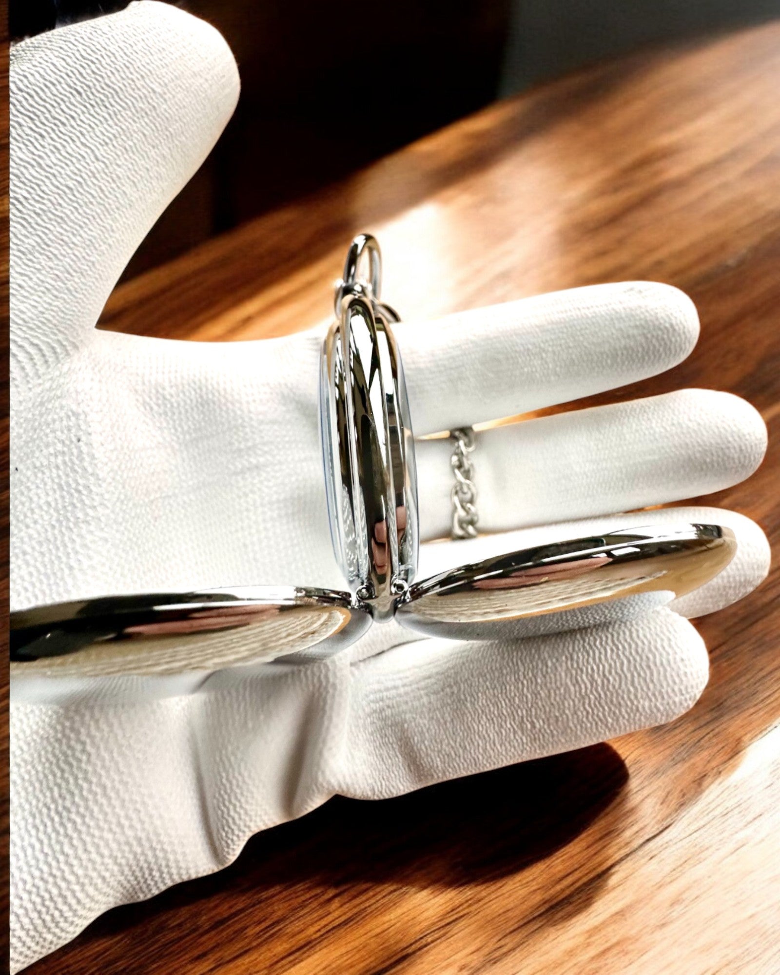 Klassisk Mekanisk Lommeur med Dobbelt Låg, Manuel, Sølvfarvet