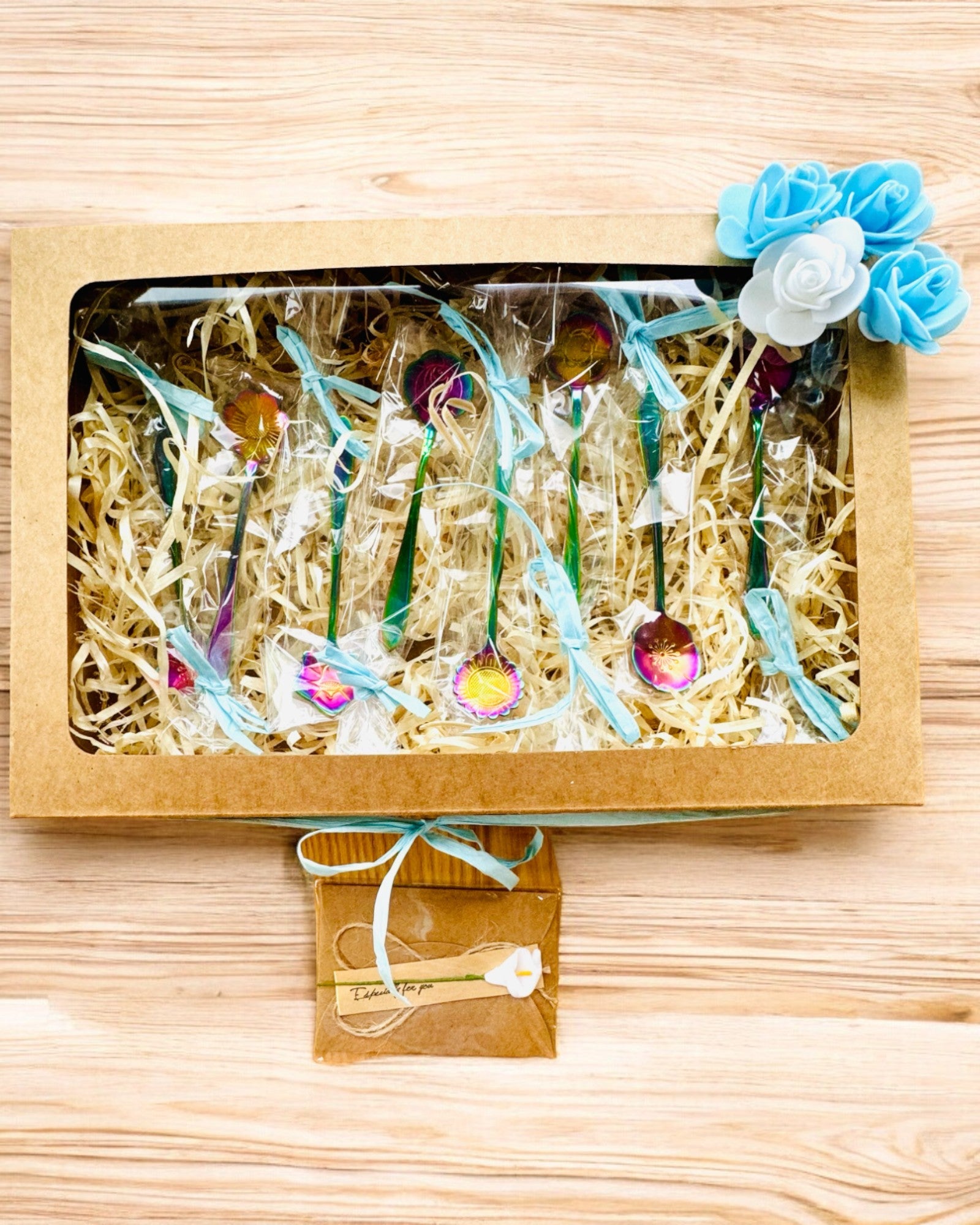 Sæt af skeer "Blomster Rapsodi" - personliggørelse med gravering som gave, 2 varianter at vælge imellem