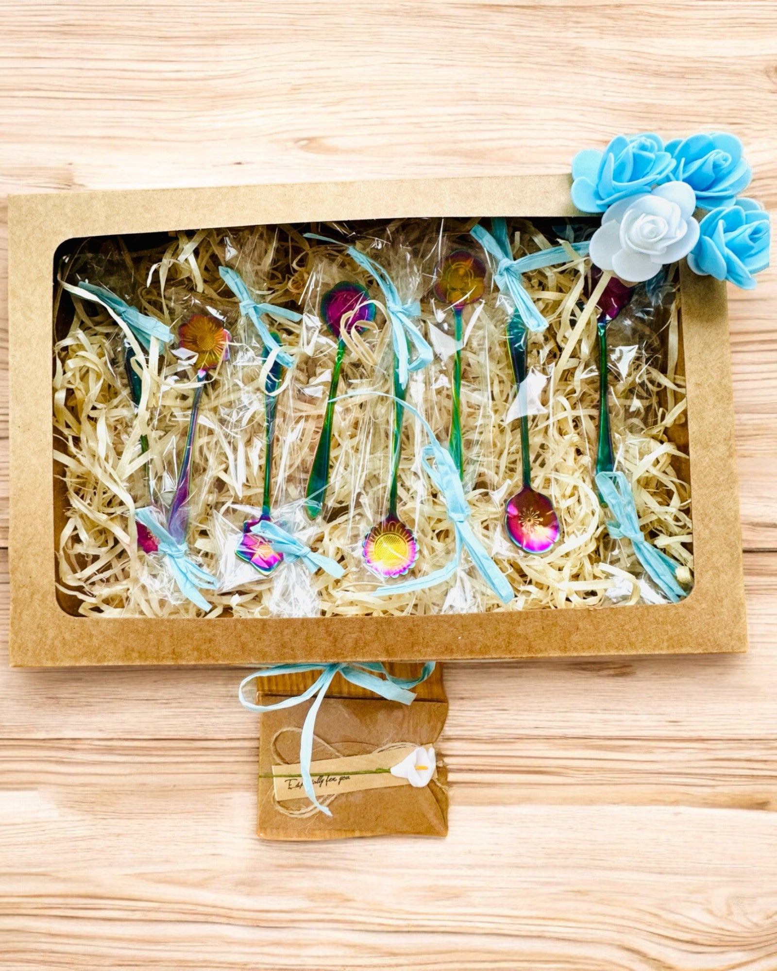 Sæt af skeer "Blomster Rapsodi" - personliggørelse med gravering som gave, 2 varianter at vælge imellem