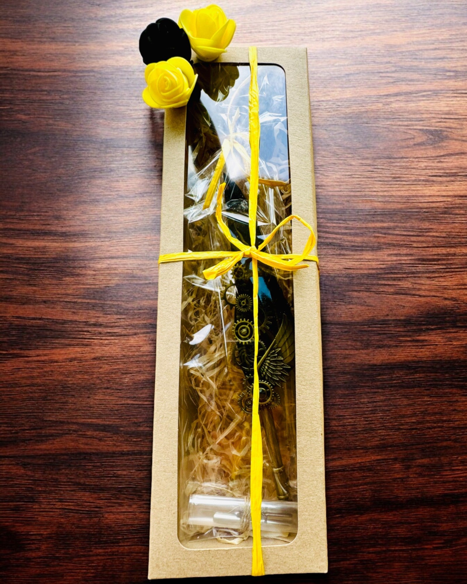 Kaligrafipenne "Steampunk Elegance" med Kalkunfjer - Håndlavet 5 varianter at vælge imellem, personliggørelse med gravering til gave