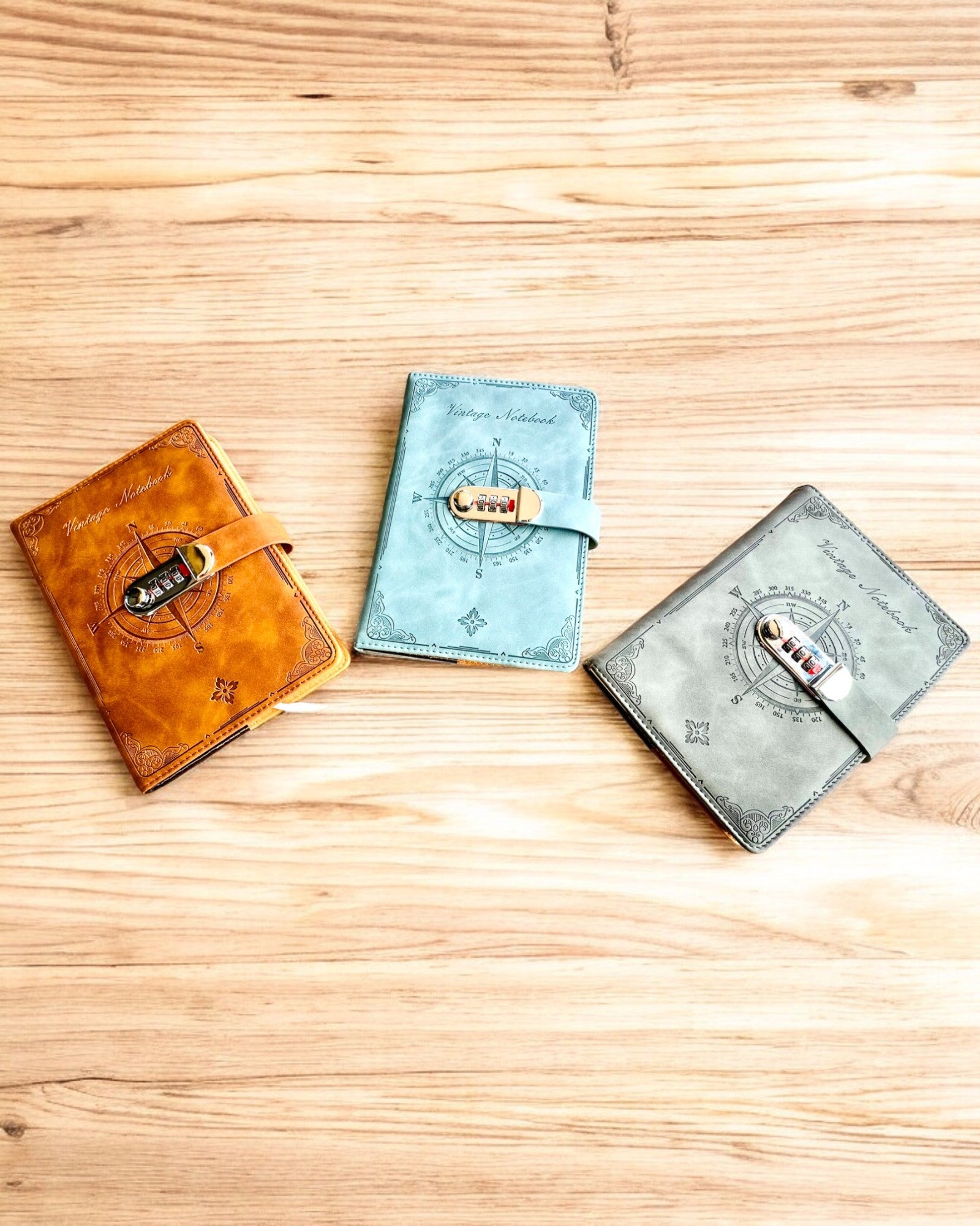 Hemmelig Notesbog A5 Vintage med kodelås - Vælg Din Stil, personliggørelse med gravering som gave