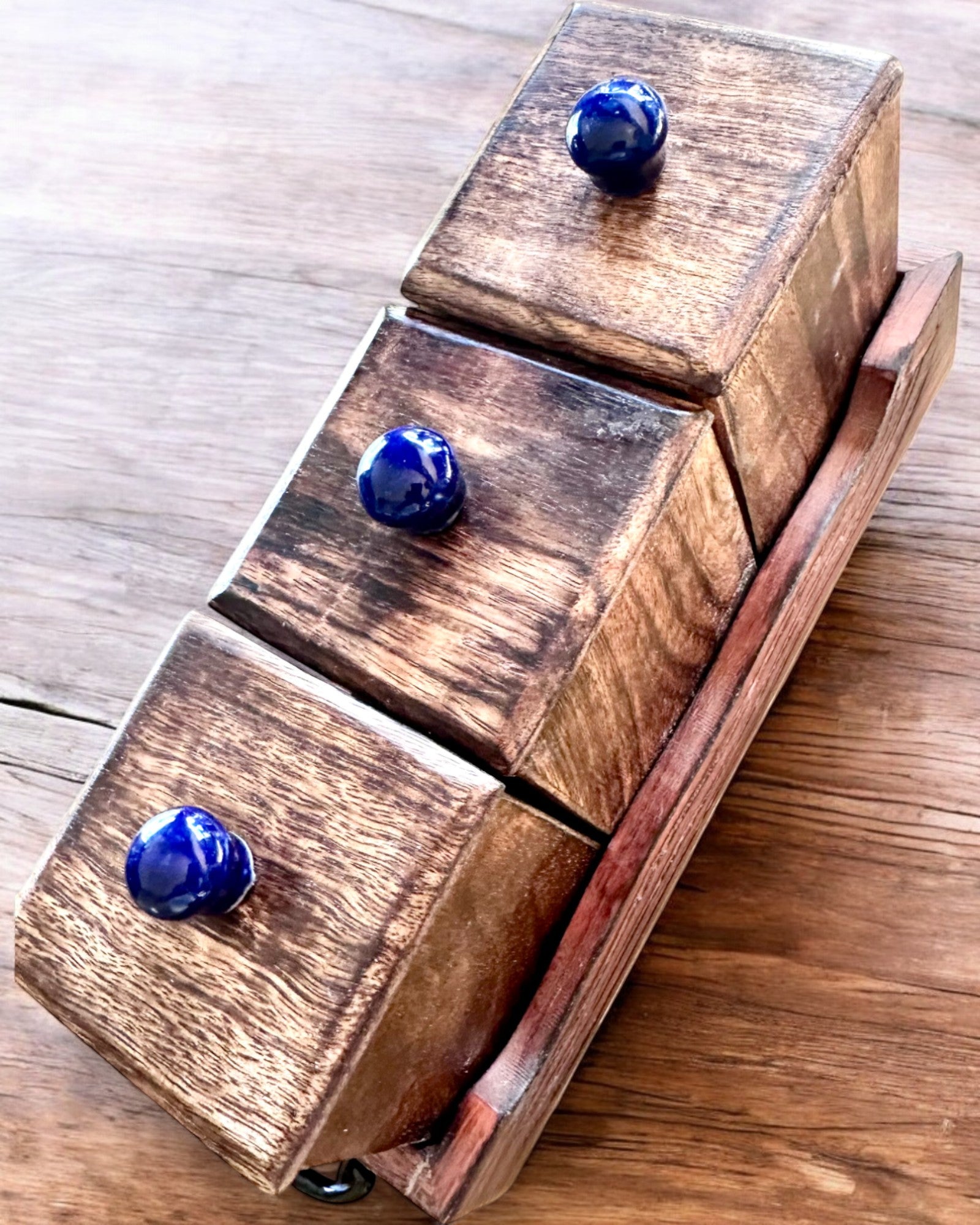 Sæt Royal Trio – Te, Kaffe, Sukker af Shisham-træ, håndlavet, med mulighed for gravering som gave