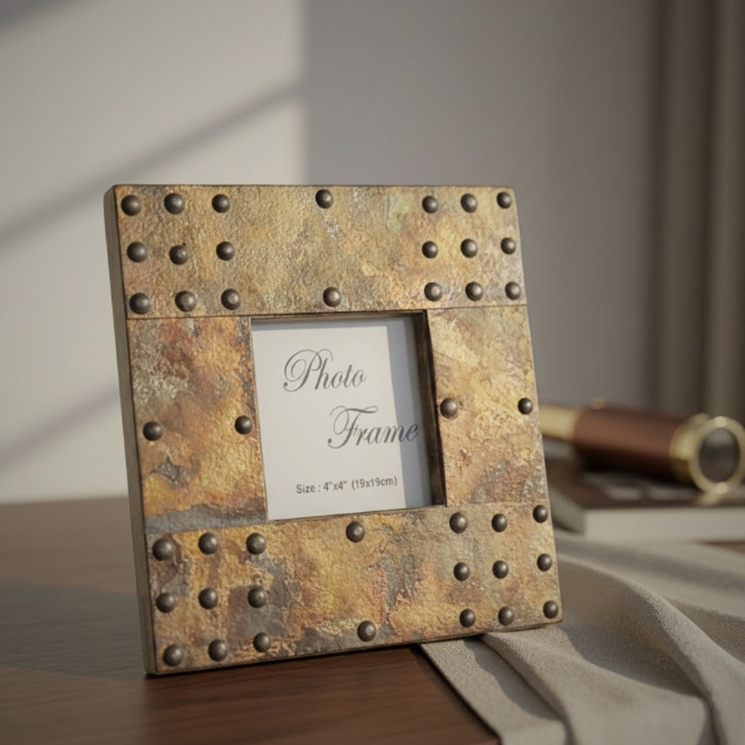 Træramme til fotos beklædt med metalplade - A-1106 - fotostørrelse 10x10cm