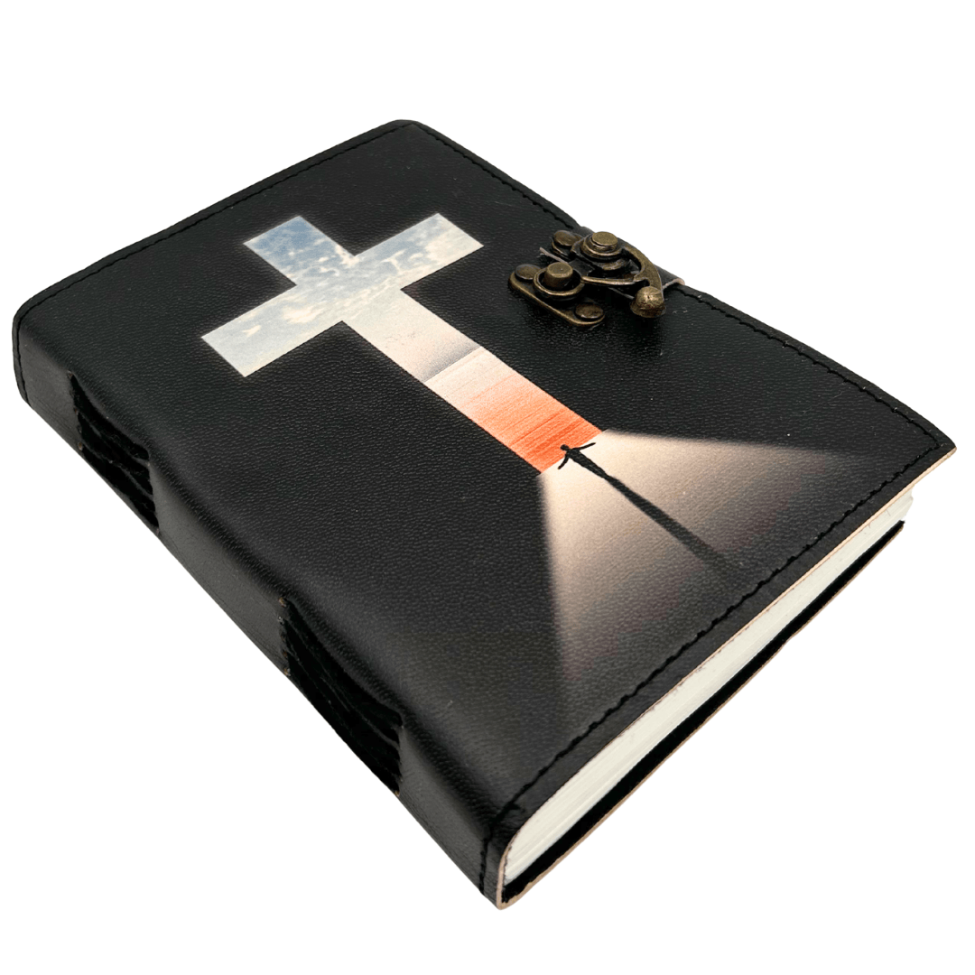 Lædernotesbog, religiøst kors - 200 sider - AH15