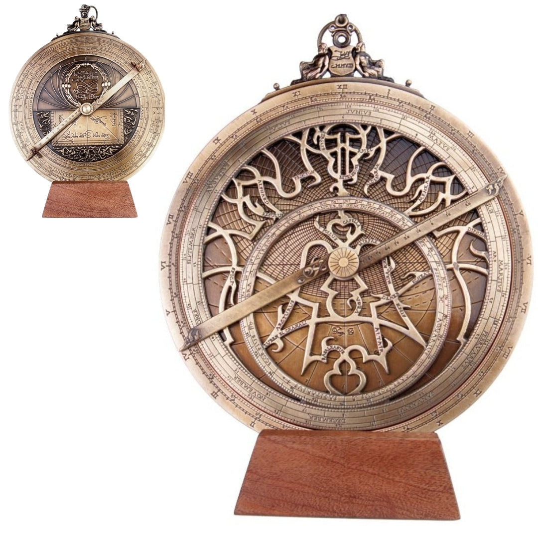 Stort europæisk astrolabium - diameter 20 cm - premiumgave til astronom eller sejler - H35