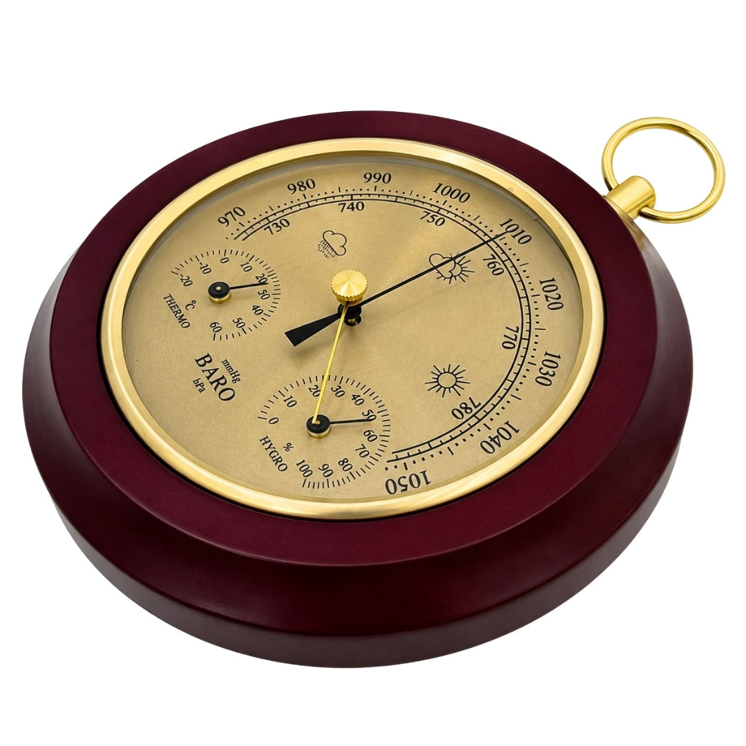 3-i-1 vejrstation, termometer, barometer, hygrometer, rund - YG386