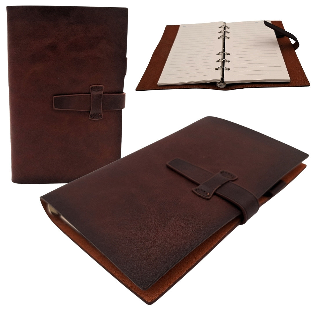 Elegant A6-lædernotesbog, retro vintage med lukning – dagbog – EE3