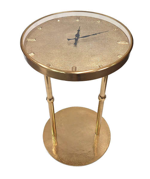 Guld metalbord i glamour-stil med ur – Smuk dekoration – 1056A