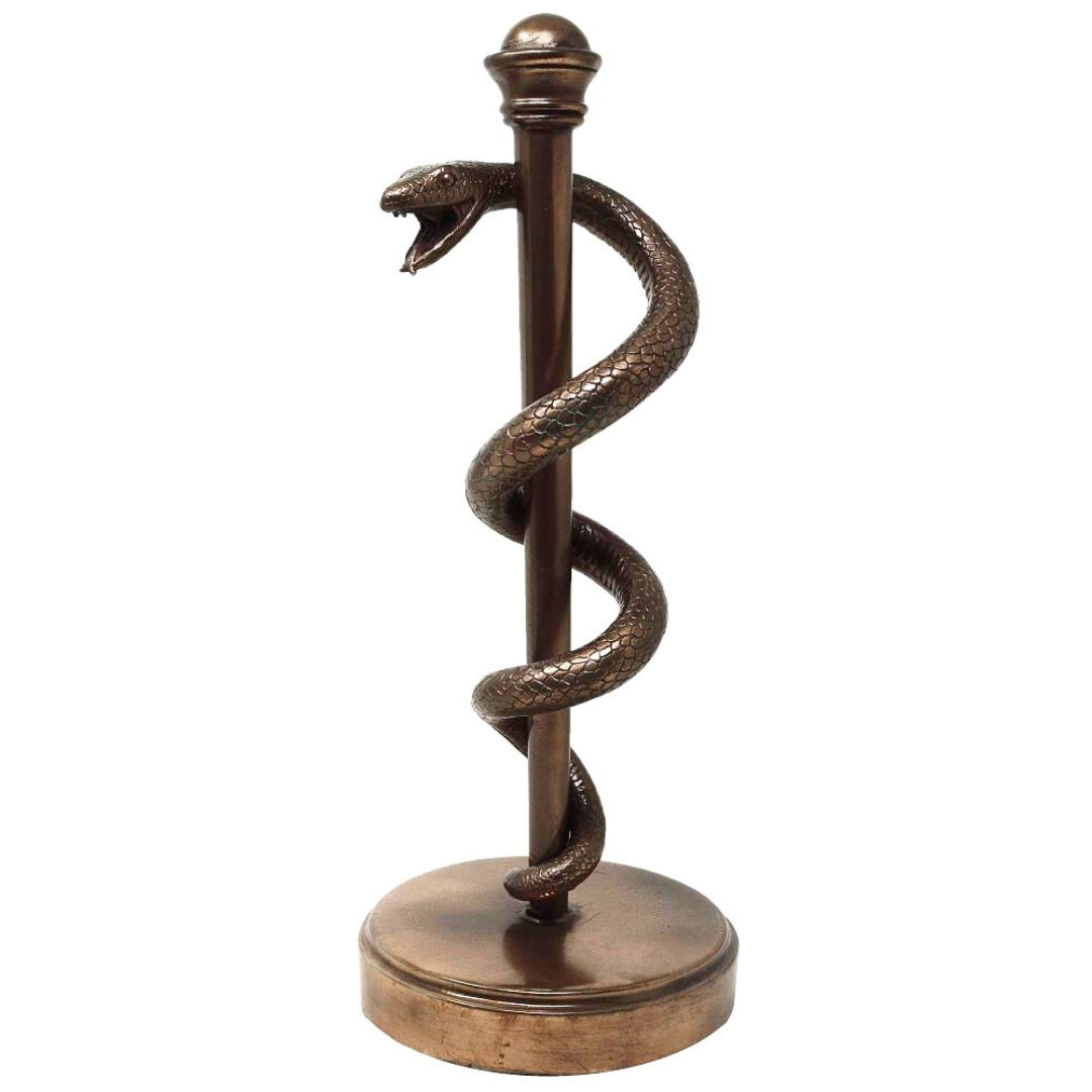 Æskulapstav-figur, gave til læge eller mediciner - 30 cm harpiks - MC-9634