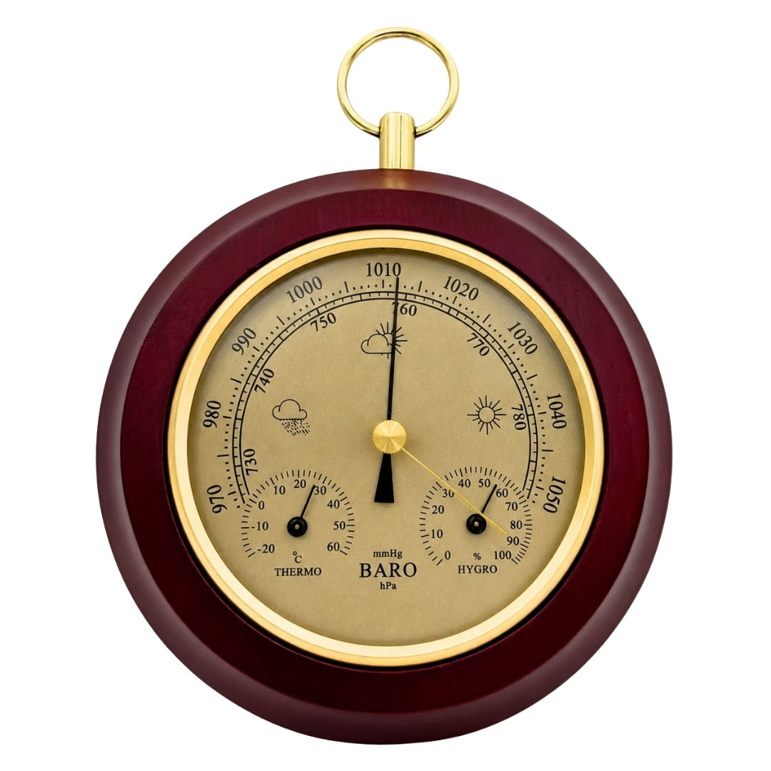 3-i-1 vejrstation, termometer, barometer, hygrometer, rund - YG386