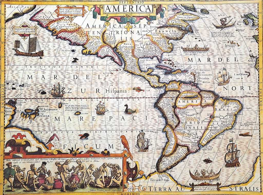 Kort over Amerika 1628 - J. Hondius reprint - M1628