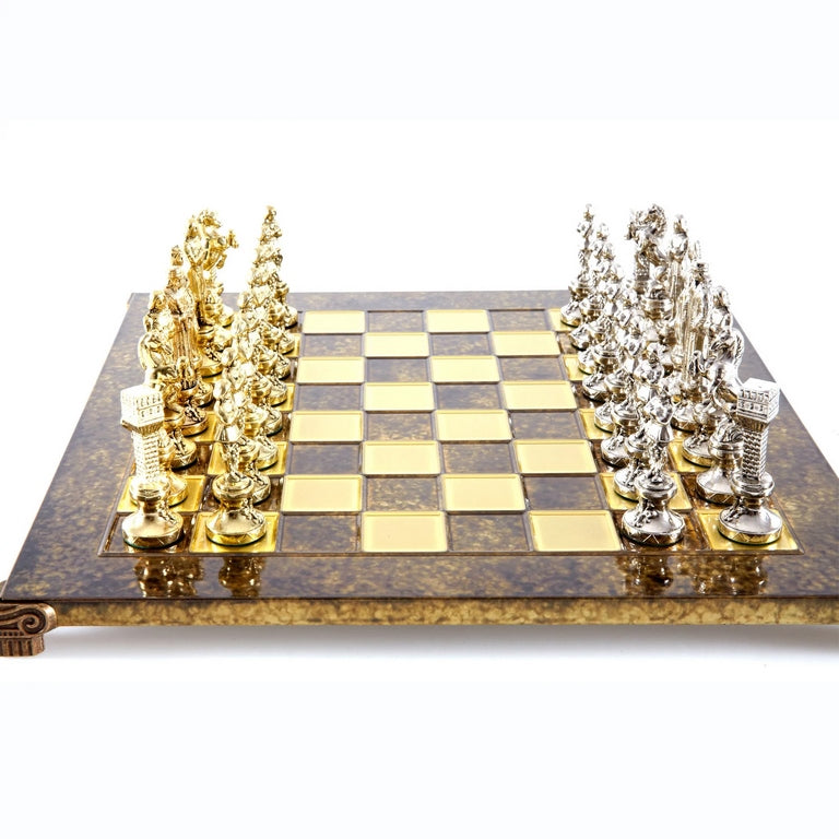 Stort eksklusivt skakspil – 36x36 cm – guld-sølv - Renæssance S9BRGS