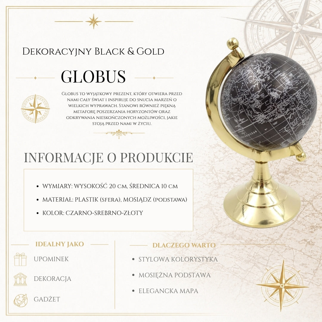 Dekorativ globus Sort & Guld – MMG004S