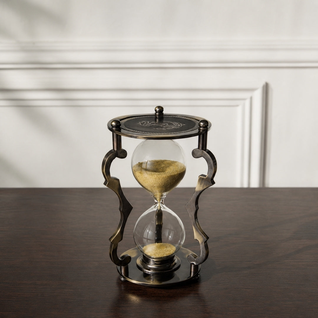 Elegant dekorativt timeglas i messing 5 min - NC2677
