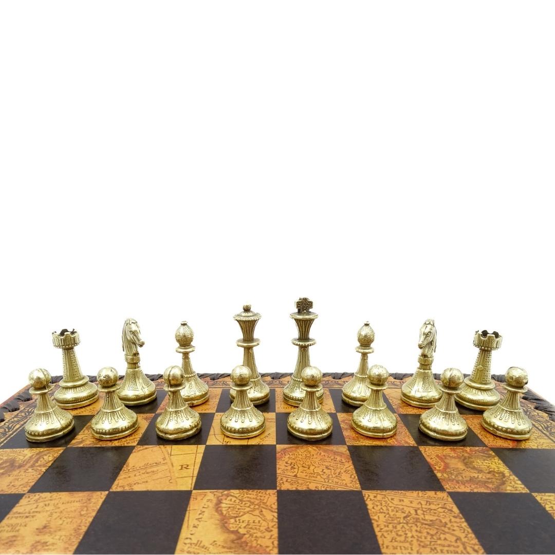Eksklusivt skakspil i metal Italfama 28x28 cm – N035