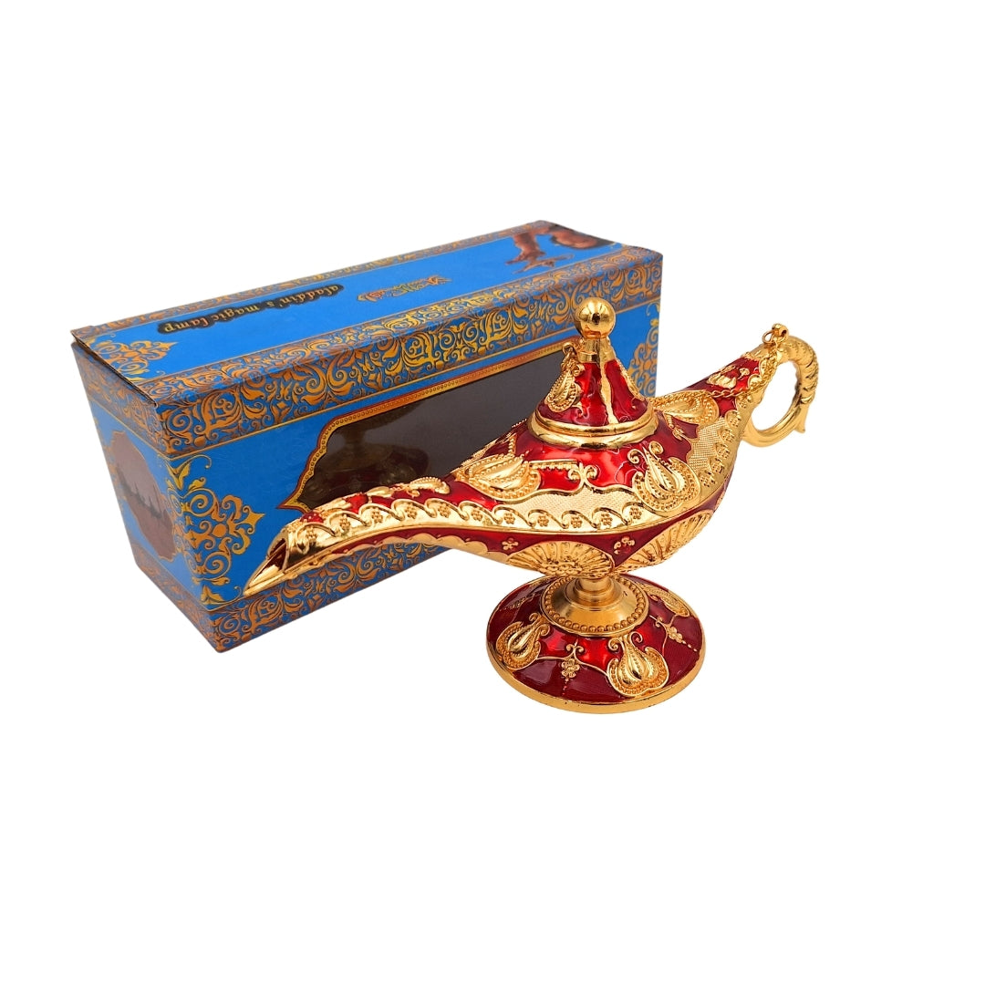 Aladdins lampe LAR med smukke gulddekorationer, 22 x 7 x 11 cm