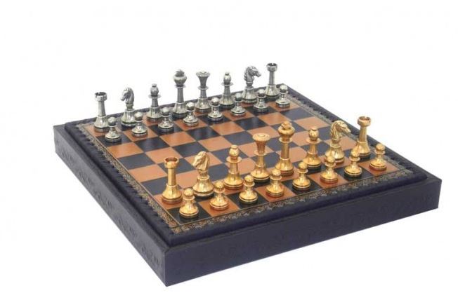 Eksklusivt skakspil i messing Italfama 28x28 cm – N001