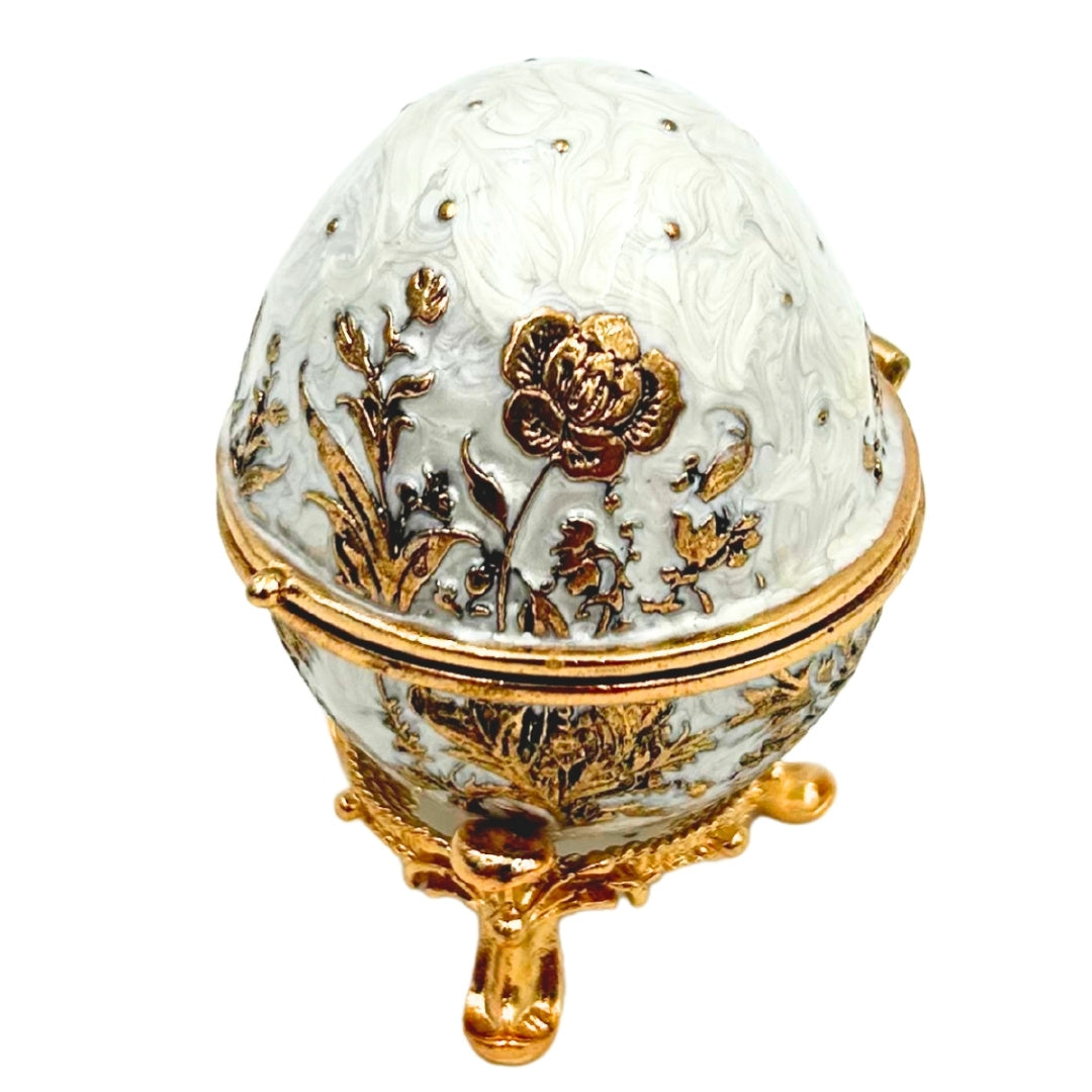 Eksklusiv metallsmykkeskrin, Fabergé-æg med krystaller - B0794-00