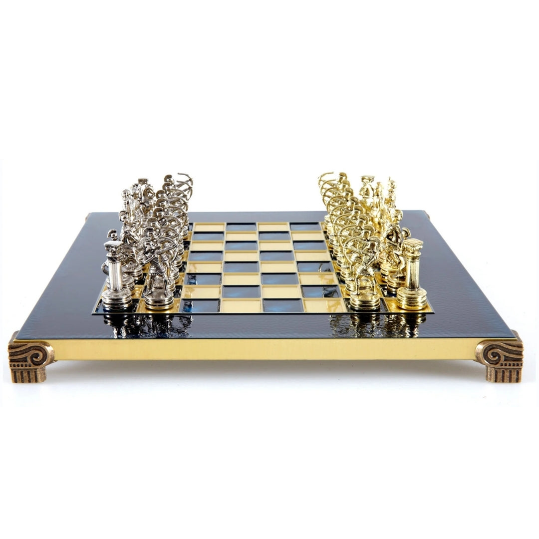 Eksklusive Archers-metalskakspil - skakbræt 28x28cm - luksuriøs gave – S15BLU
