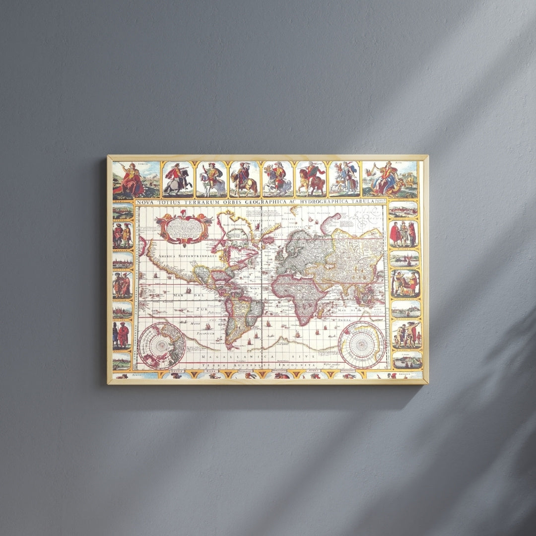 Historisk verdenskort Piscator 1652 r. - mål 56 x 45 cm - M1652