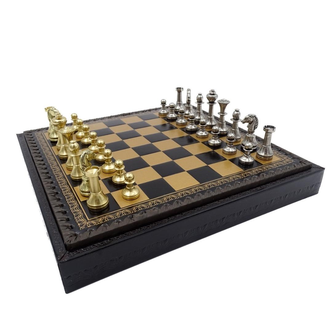 Eksklusivt skakspil i messing Italfama 28x28 cm – N001