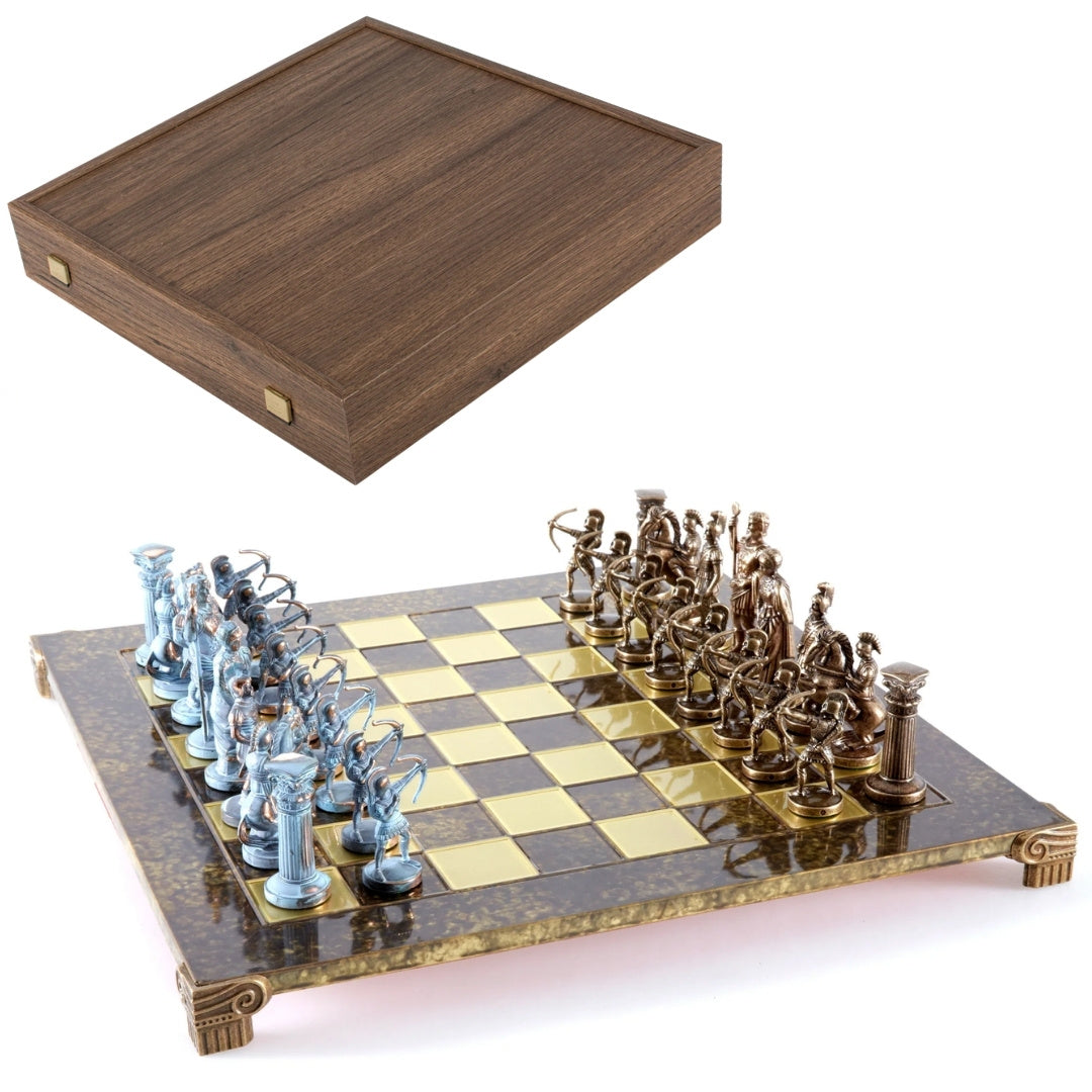 Store messingskakbrikker bueskytter 44x44cm - luksuriøs gave - S10BBRO