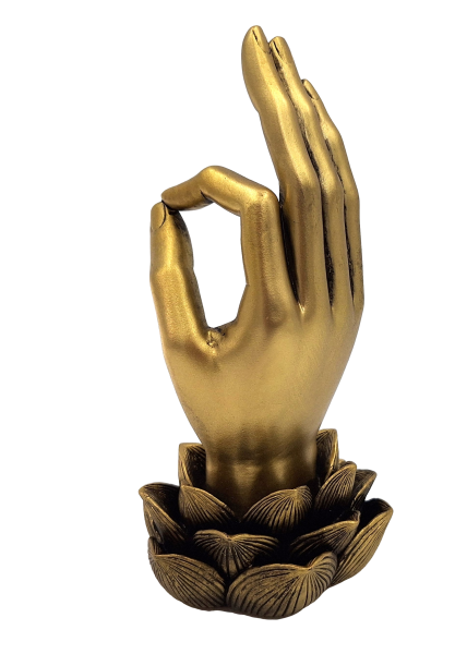 Gylden figur Buddhas hånd Mudra OM - yoga lotusblomst - 43724
