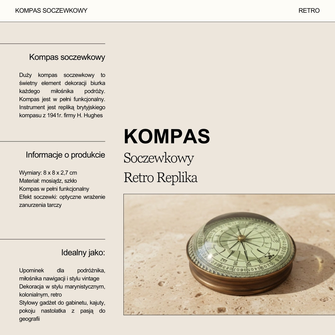 Messinglinsekompas – retro replika - NC2511