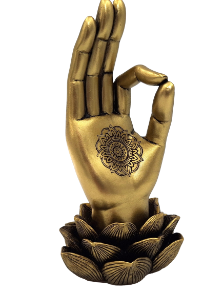 Gylden figur Buddhas hånd Mudra OM - yoga lotusblomst - 43724