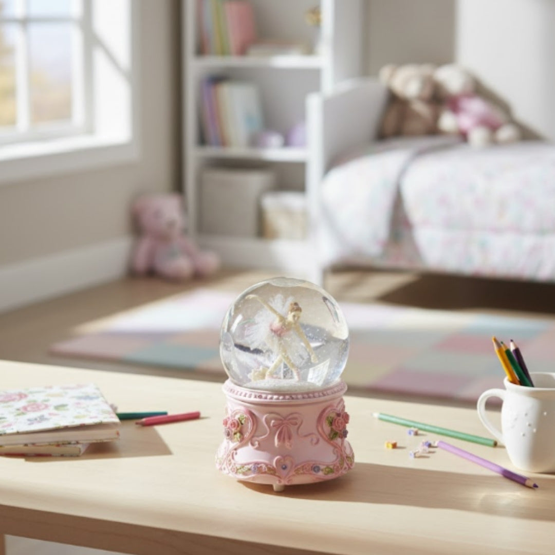 Spilledåse med dansende ballerina i glaskugle 15cm – MG-963